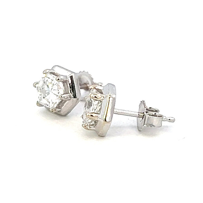 1.13cttw Lab Grown Diamond Studs | Synthetic Diamond Earrings | 14k White Gold Earrings