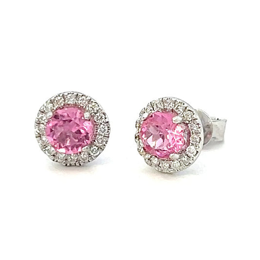 1.50cttw Pink Sapphire Stud Earrings | Pink Sapphire Earrings | 14k White Gold