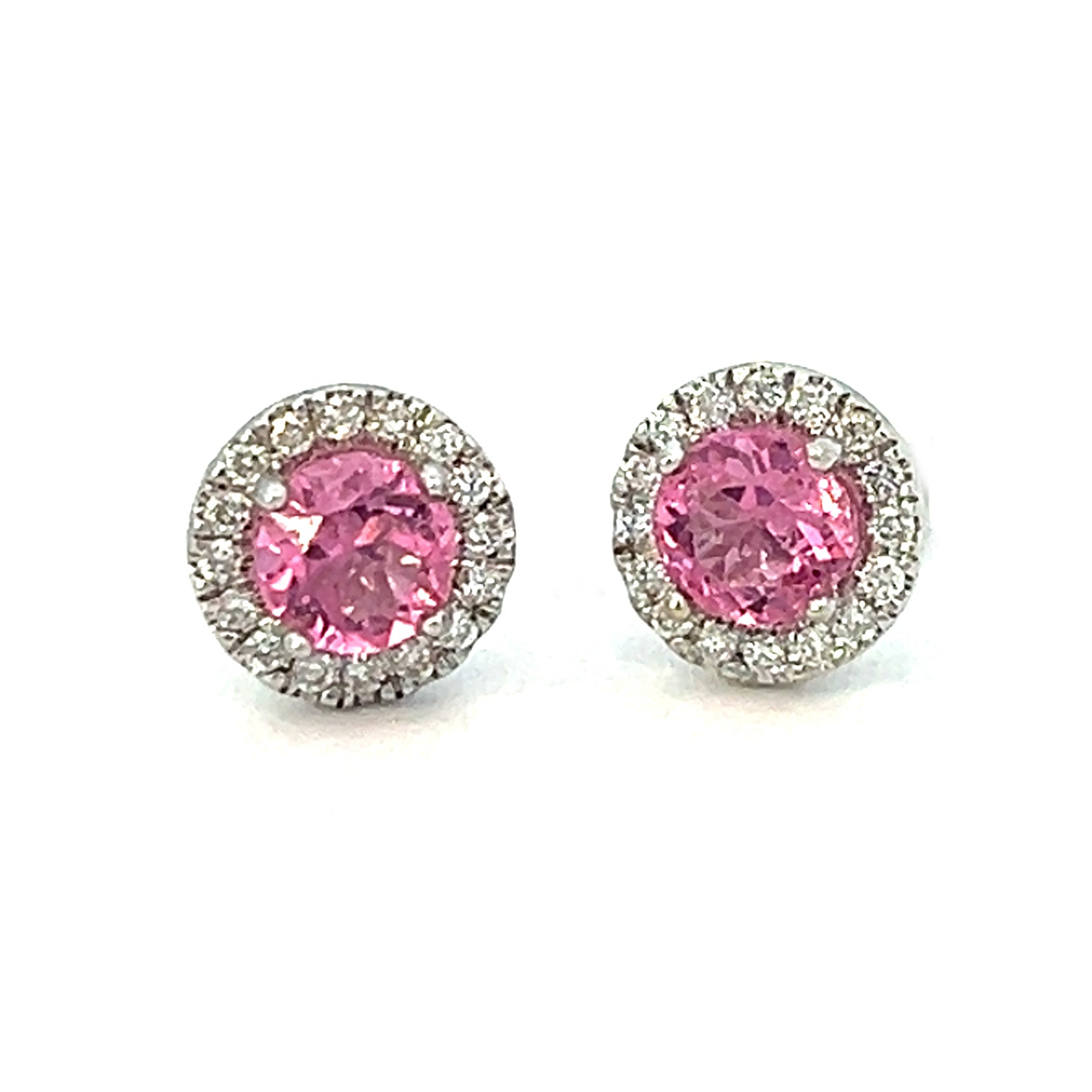 1.50cttw Pink Sapphire Stud Earrings | Pink Sapphire Earrings | 14k White Gold