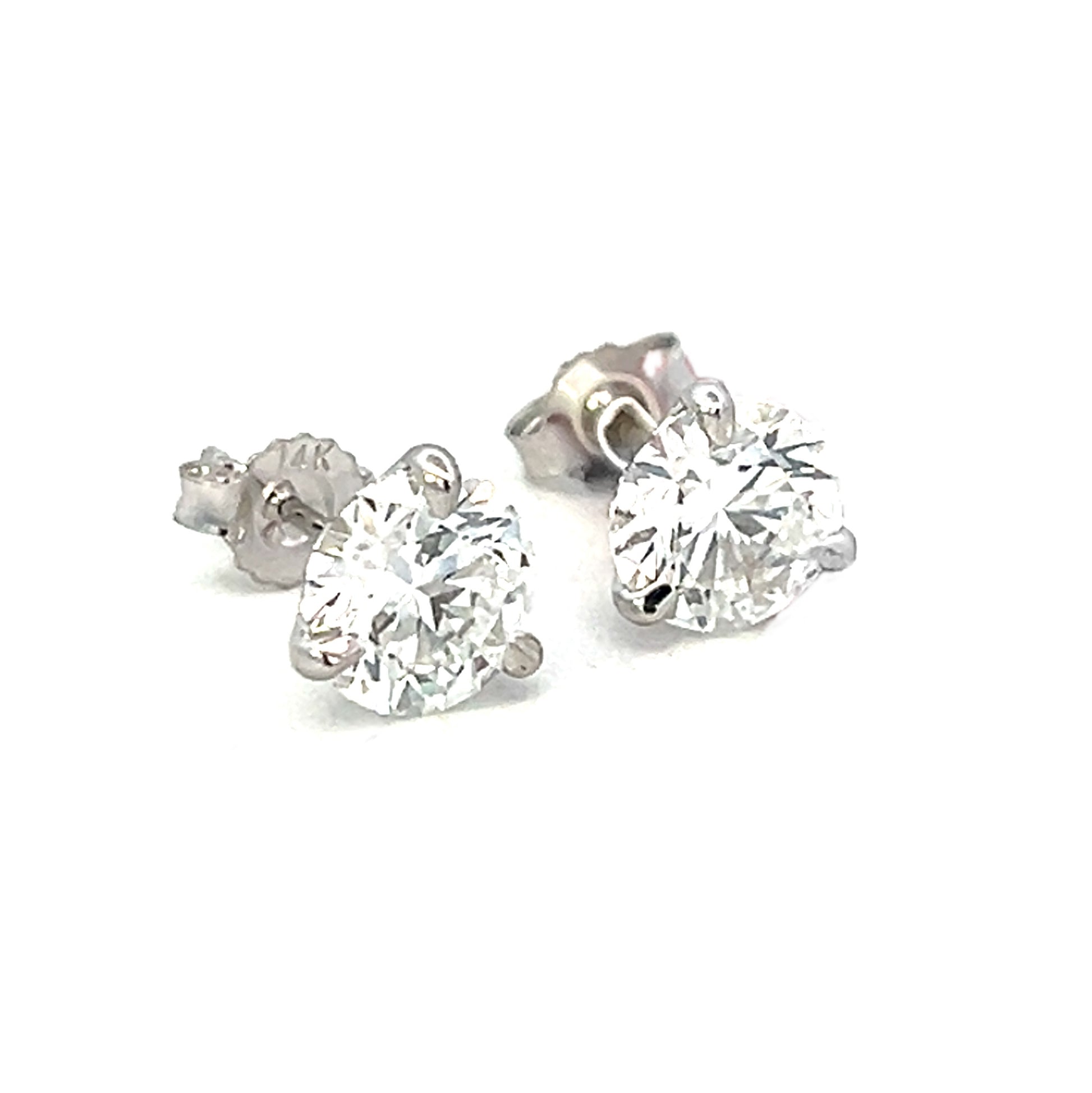 3.16cttw Diamond Stud Earrings | White Gold Diamond Earrings | Dia Studs