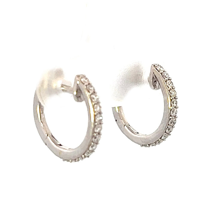 0.12cttw Diamond Hoop Earrings | Diamond Hoop Earring | Gold Hoop Earrings | 14k White Gold Earrings