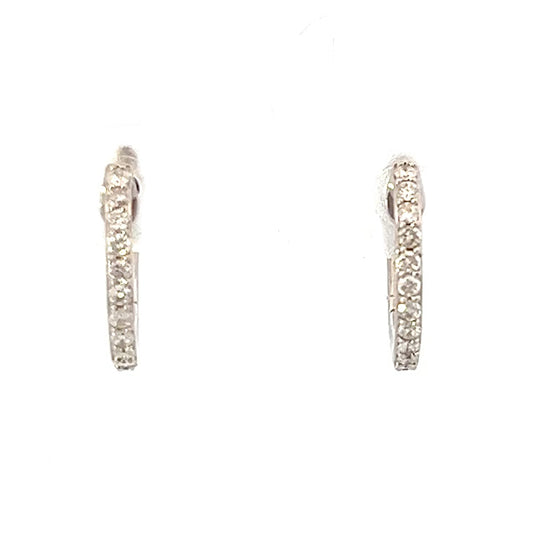 0.12cttw Diamond Hoop Earrings | Diamond Hoop Earring | Gold Hoop Earrings | 14k White Gold Earrings