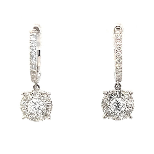 0.78cttw Diamond Dangle Drop Earrings | Gold Diamond Dangle Earrings | 14k White Gold Earrings