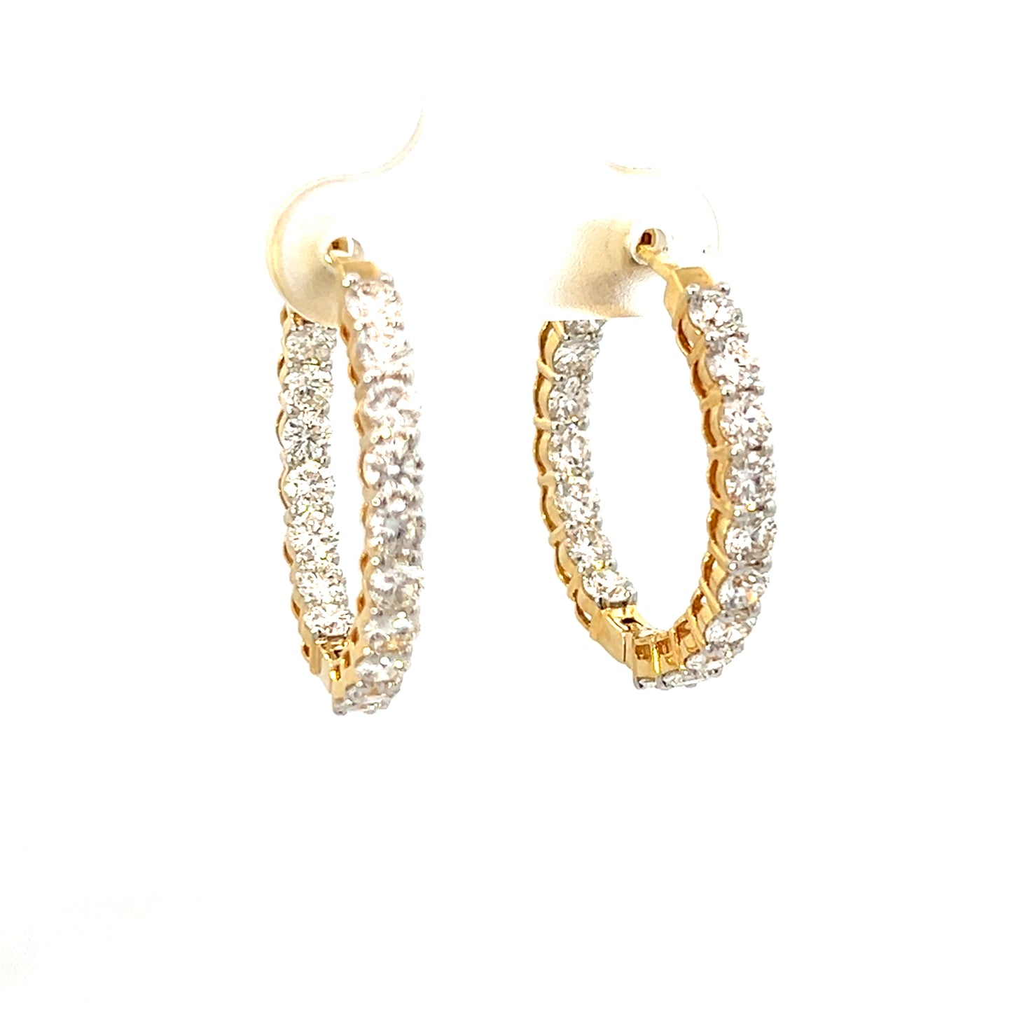 2.31cttw Gold Diamond Hoop Earrings | Small Hoop Earrings With Diamonds | 25mm Gold Hoop Earrings | Gold Hoop Earrings With Diamonds