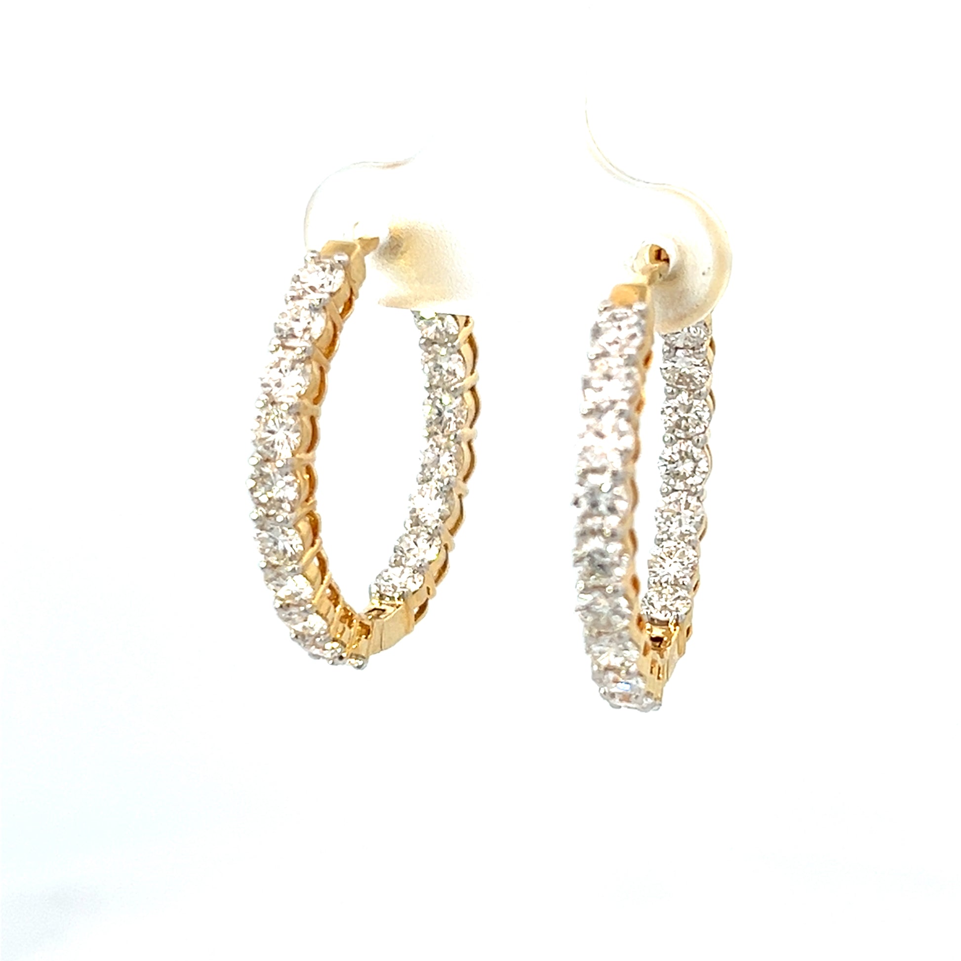2.31cttw Gold Diamond Hoop Earrings | Small Hoop Earrings With Diamonds | 25mm Gold Hoop Earrings | Gold Hoop Earrings With Diamonds