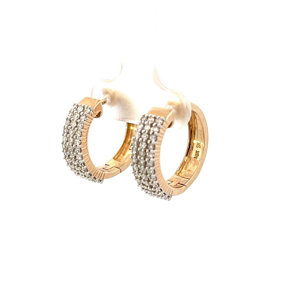 1 Carat Gold Diamond Hoop Earrings | 10k Yellow Gold