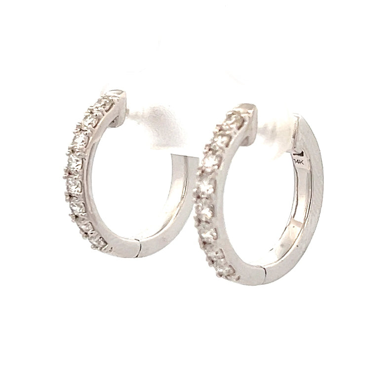 0.75cttw Diamond Hoop Earrings | Diamond Hoop Earring | Gold Hoop Earrings | 14k White Gold Earrings