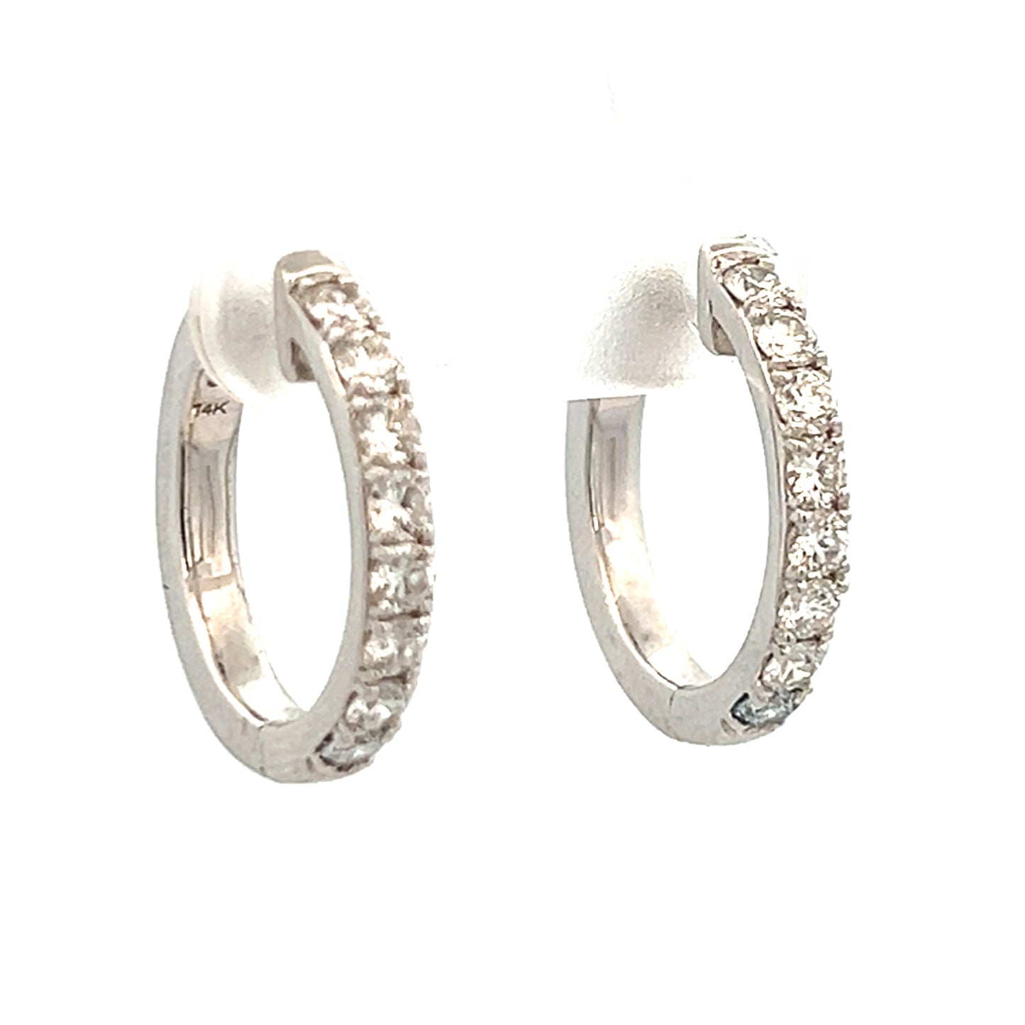 0.75cttw Gold Diamond Hoop Earrings | Small Hoop Earrings With Diamonds | 20mm Gold Hoop Earrings | Gold Hoop Earrings With Diamonds | Diamond Earrings Houston