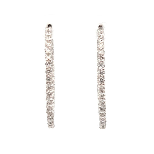 3.00cttw Gold Diamond Hoop Earrings | Hoop Earrings With Diamonds | 35mm Gold Hoop Earrings | Gold Hoop Earrings With Diamonds | Diamond Earrings Houston