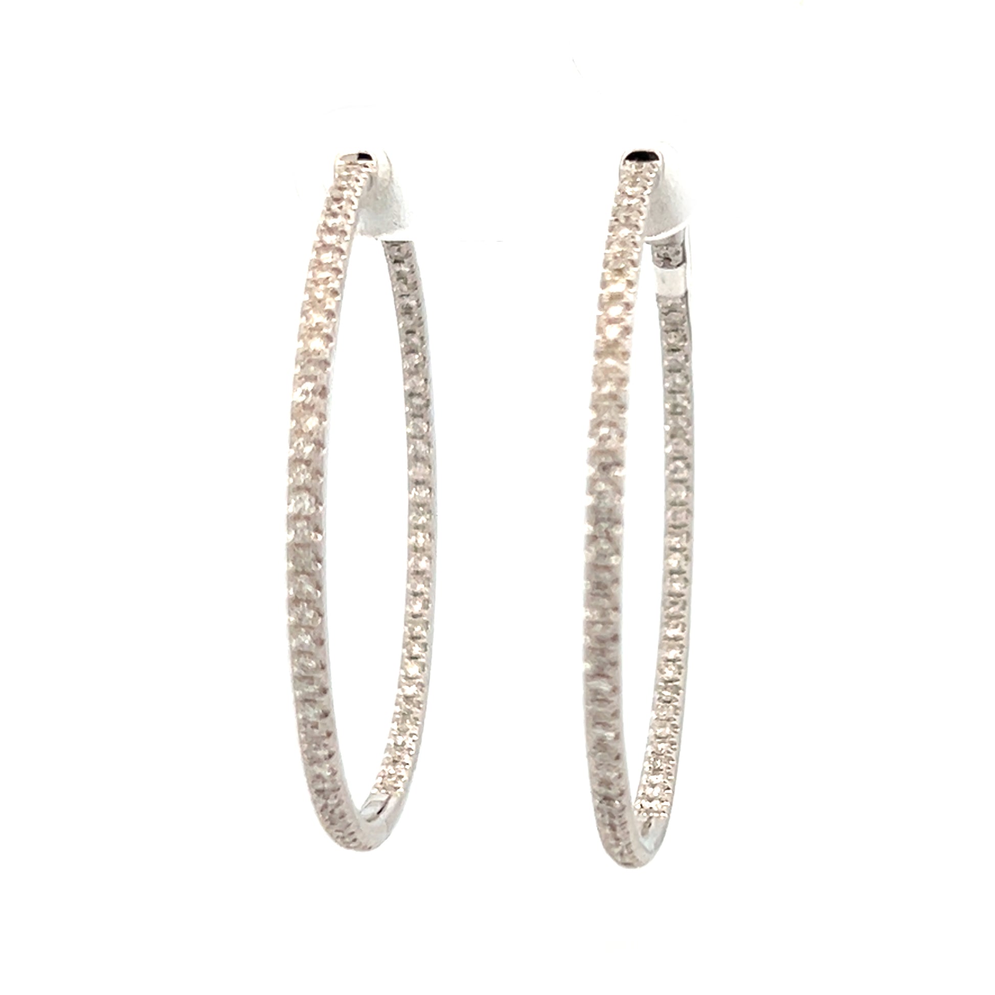 1.49cttw Gold Diamond Hoop Earrings | Hoop Earrings With Diamonds | 42mm Gold Hoop Earrings | Gold Hoop Earrings With Diamonds | Diamond Earrings Houston