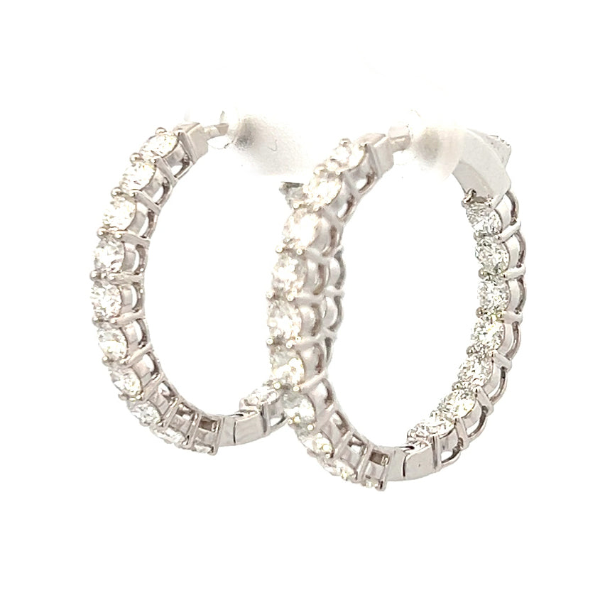 3.32cttw Gold Diamond Hoop Earrings | Hoop Earrings With Diamonds | 25mm Gold Hoop Earrings | Gold Hoop Earrings With Diamonds | Diamond Earrings Houston