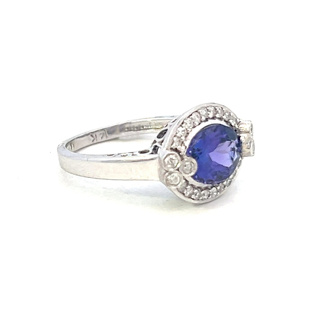 2.57cttw Oval Tanzanite Ring | Tanzanite Halo Ring