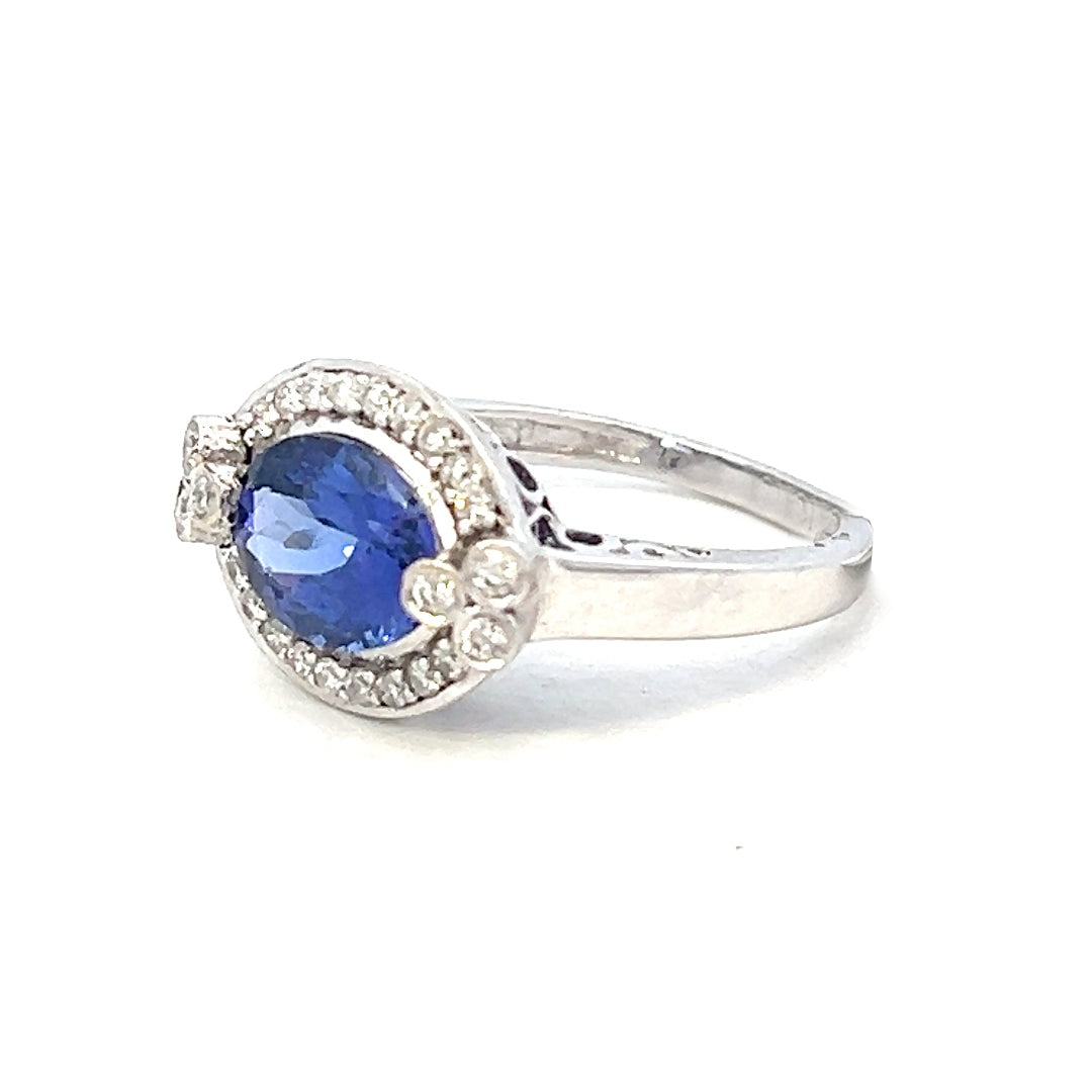 2.57cttw Oval Tanzanite Ring | Tanzanite Halo Ring