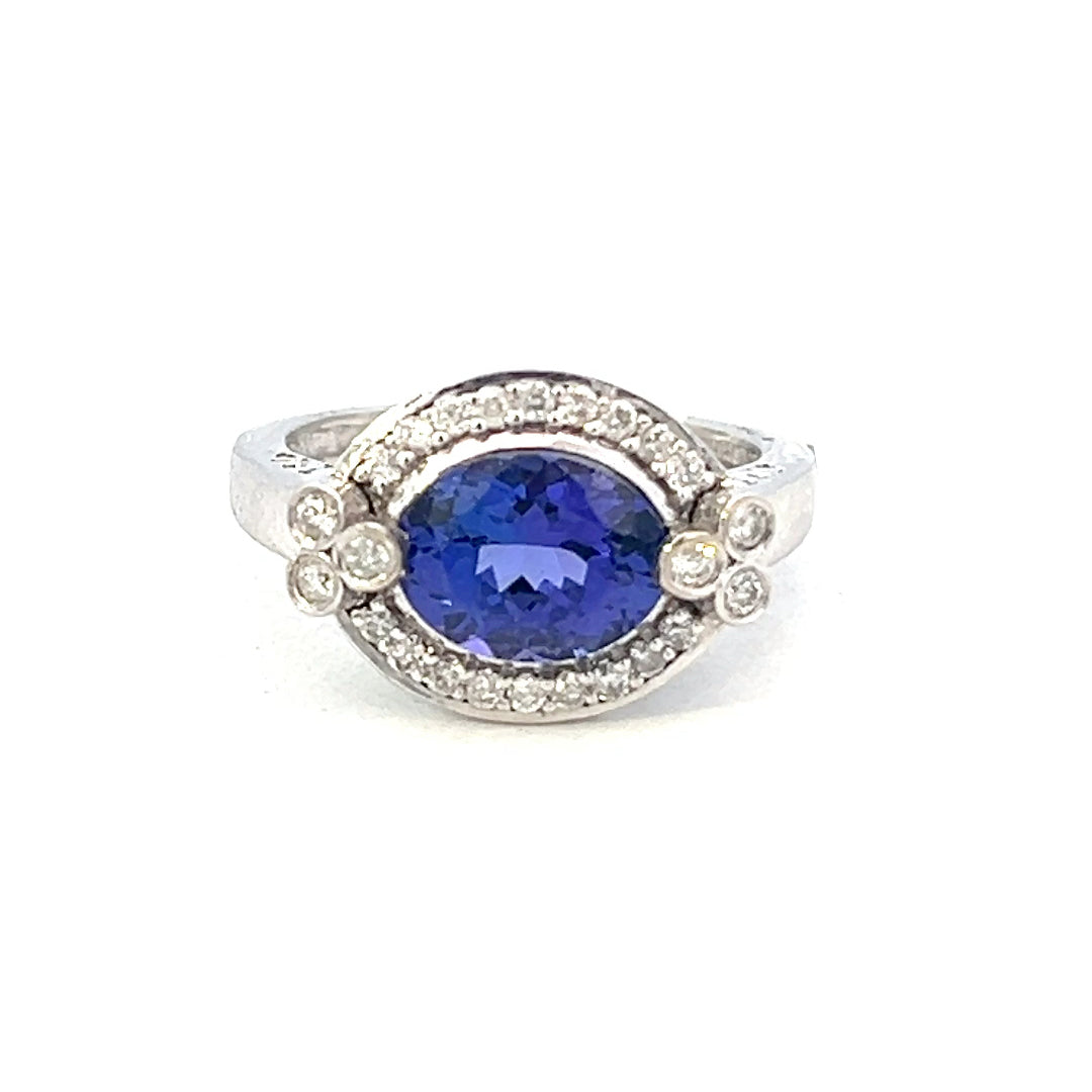 2.57cttw Oval Tanzanite Ring | Tanzanite Halo Ring