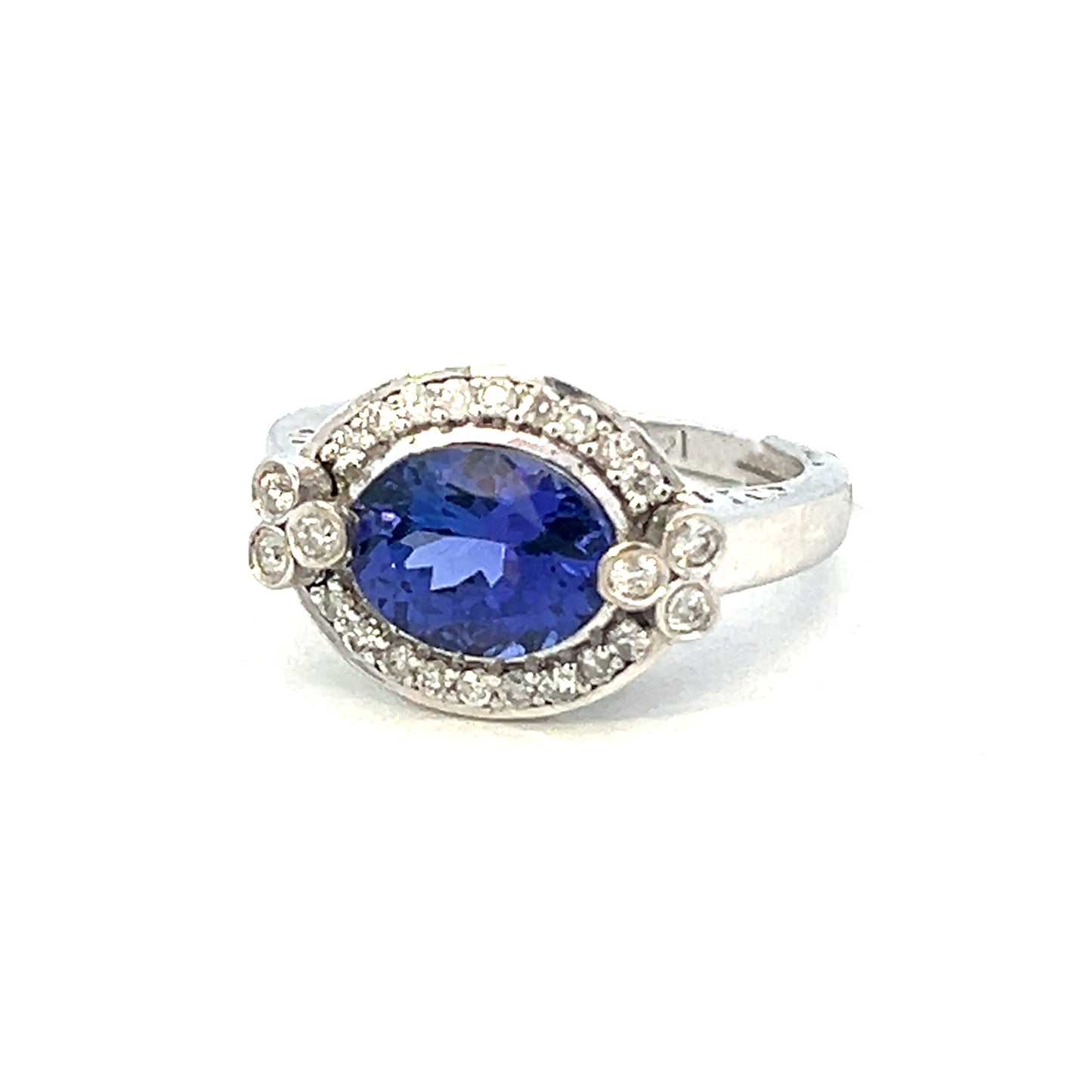 2.57cttw Oval Tanzanite Ring | Tanzanite Halo Ring