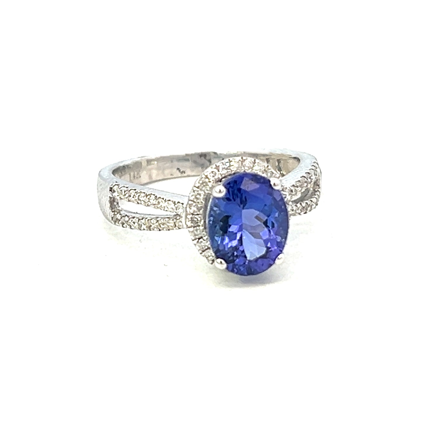 2.54cttw Oval Tanzanite Ring | Tanzanite Halo Ring | Tanzanite Engagement Ring