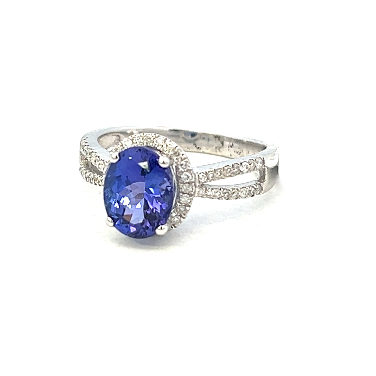 2.54cttw Oval Tanzanite Ring | Tanzanite Halo Ring | Tanzanite Engagement Ring