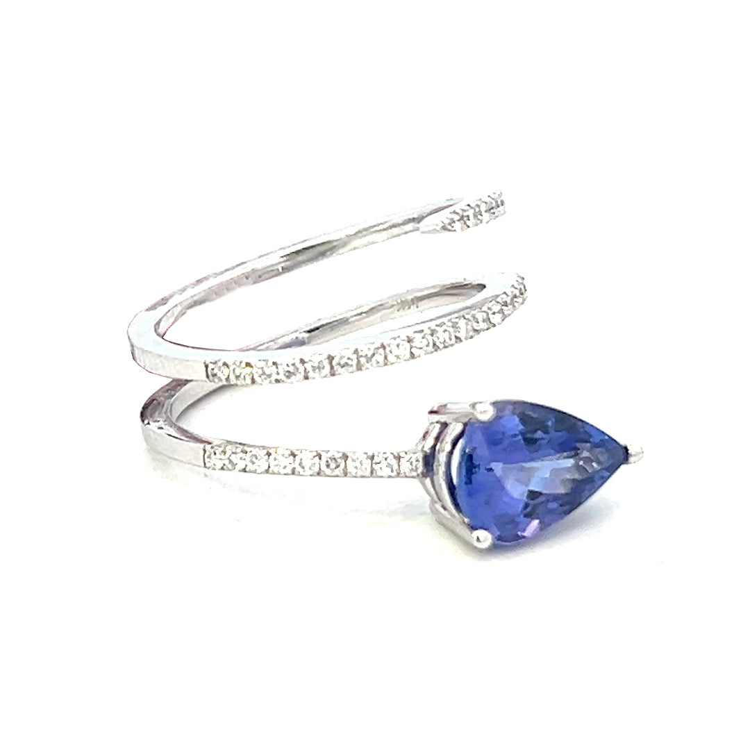 2.29cttw Pear Shaped Tanzanite Ring | Tanzanite Pear Ring | Fashion Ring