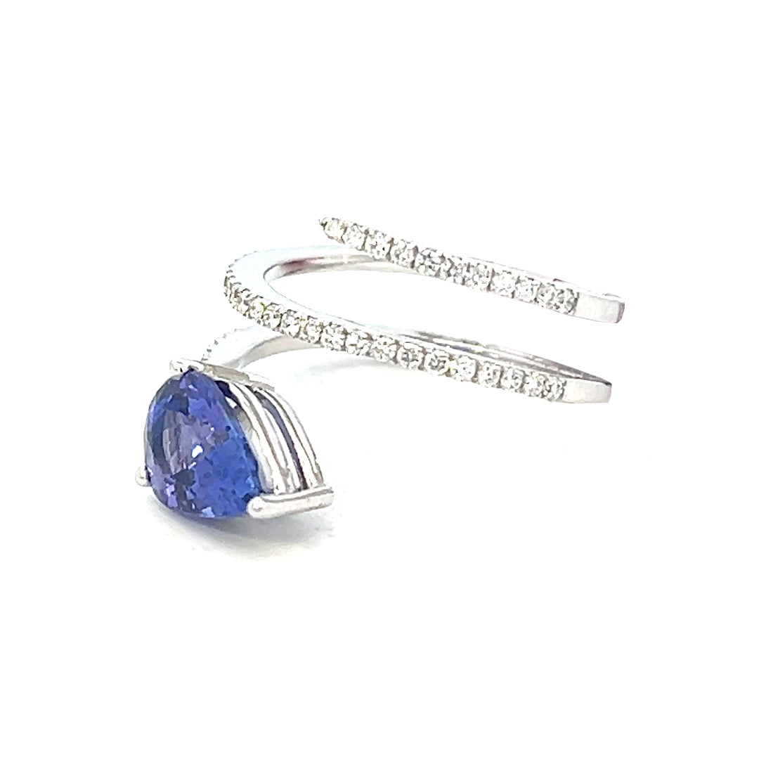 2.29cttw Pear Shaped Tanzanite Ring | Tanzanite Pear Ring | Fashion Ring