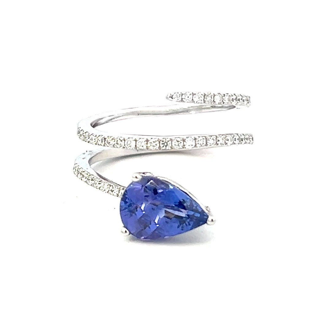 2.29cttw Pear Shaped Tanzanite Ring | Tanzanite Pear Ring | Fashion Ring