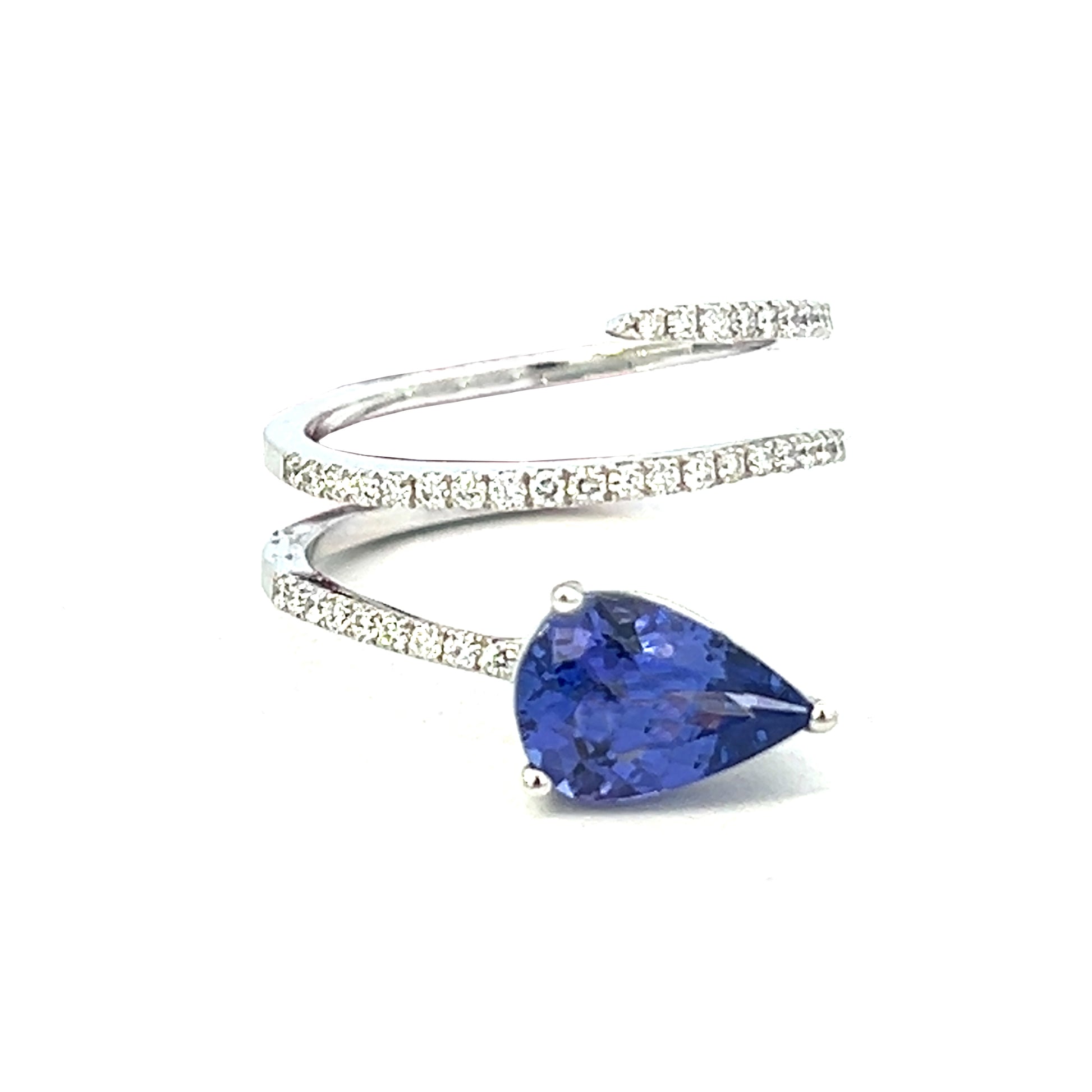 2.29cttw Pear Shaped Tanzanite Ring | Tanzanite Pear Ring | Fashion Ring