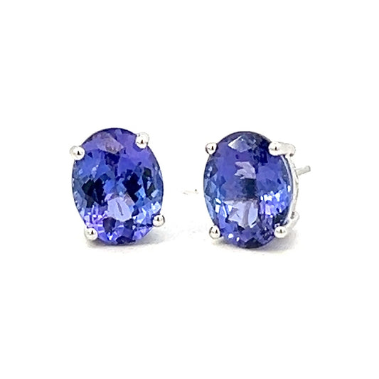 4.23cttw Tanzanite Stud Earrings | 14k Tanzanite Stud Earrings White Gold