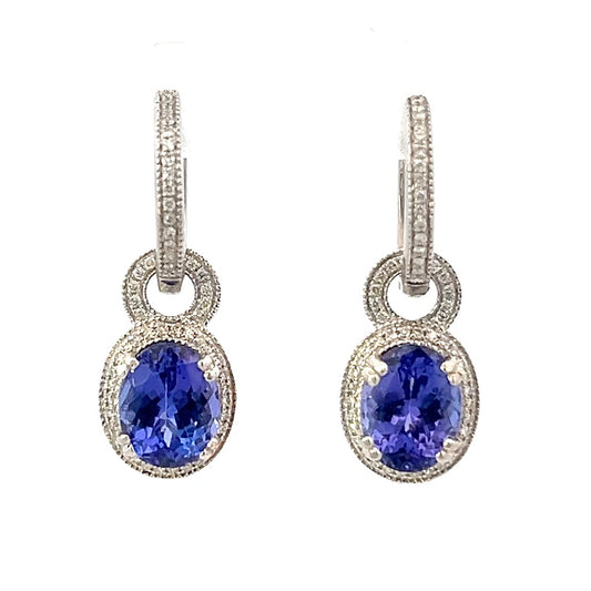 5.38cttw Tanzanite and Diamond Earrings | Tanzanite Dangle Earrings