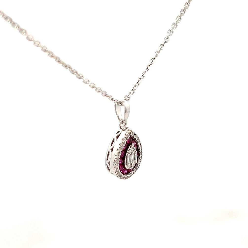 0.35cttw Ruby Teardrop Necklace | Lab Created Ruby Necklace