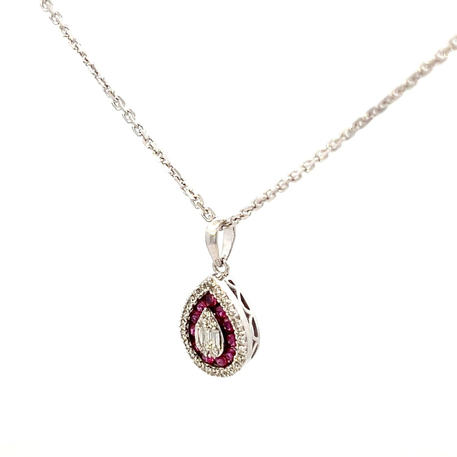 0.35cttw Ruby Teardrop Necklace | Lab Created Ruby Necklace