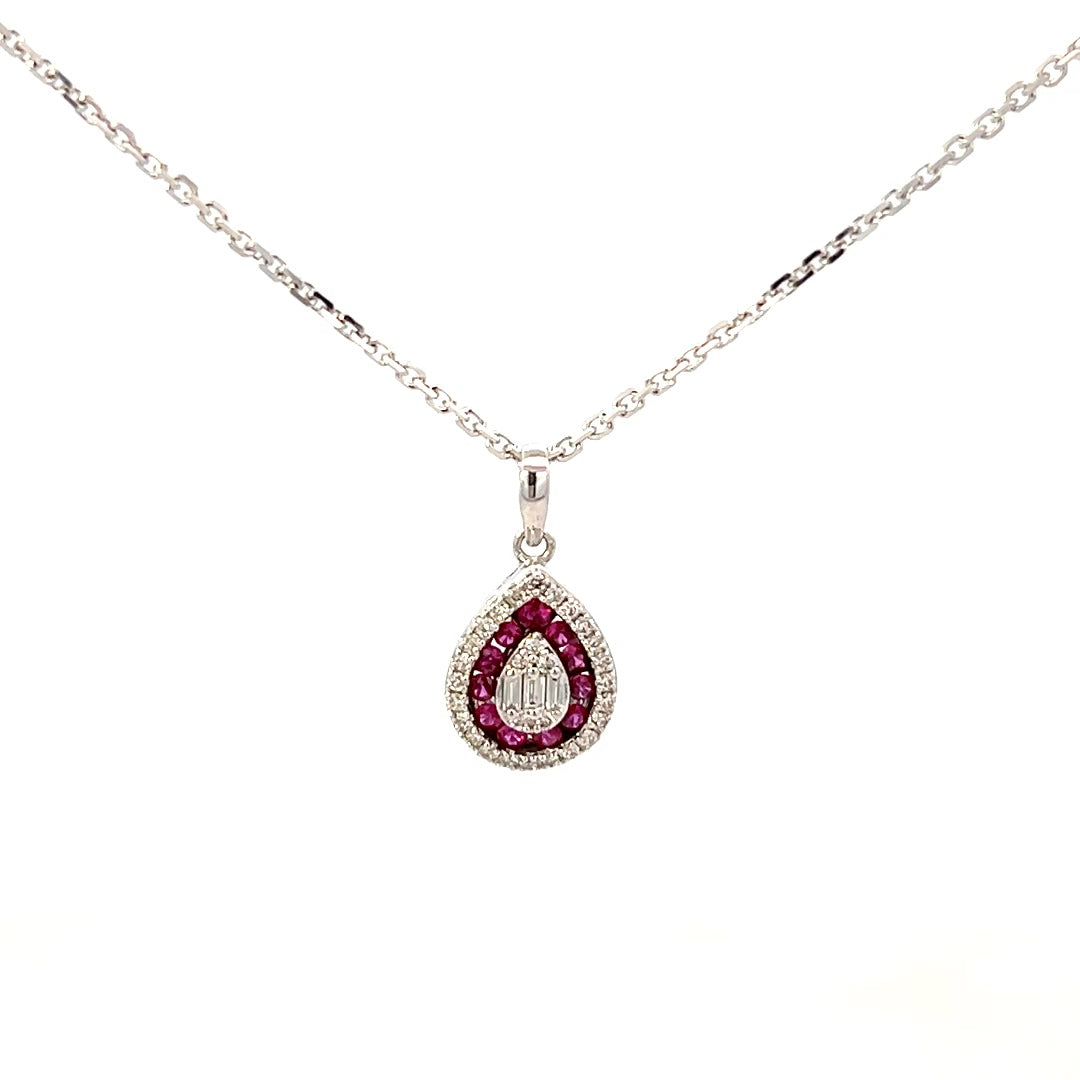 0.35cttw Ruby Teardrop Necklace | Lab Created Ruby Necklace