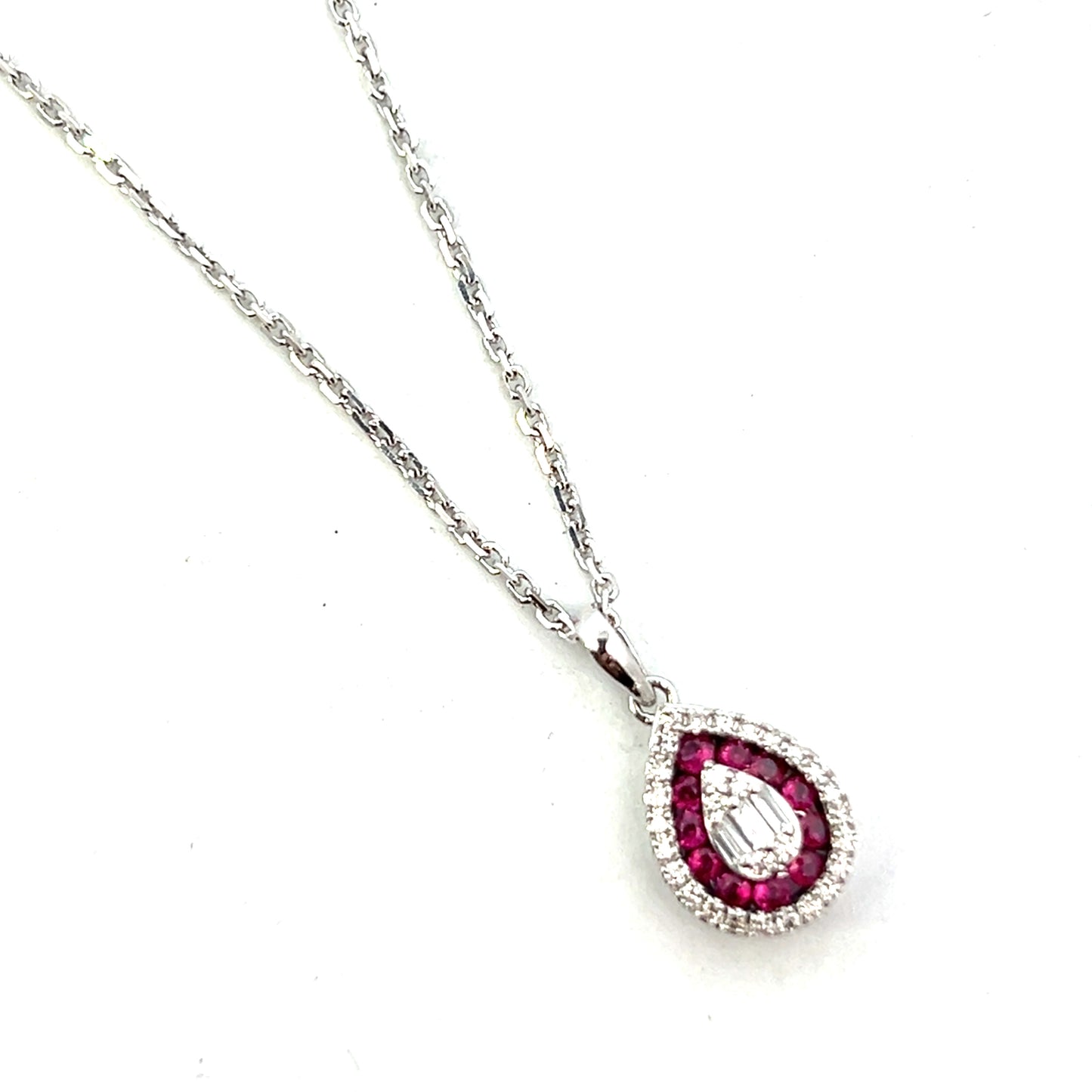 0.35cttw Ruby Teardrop Necklace | Lab Created Ruby Necklace