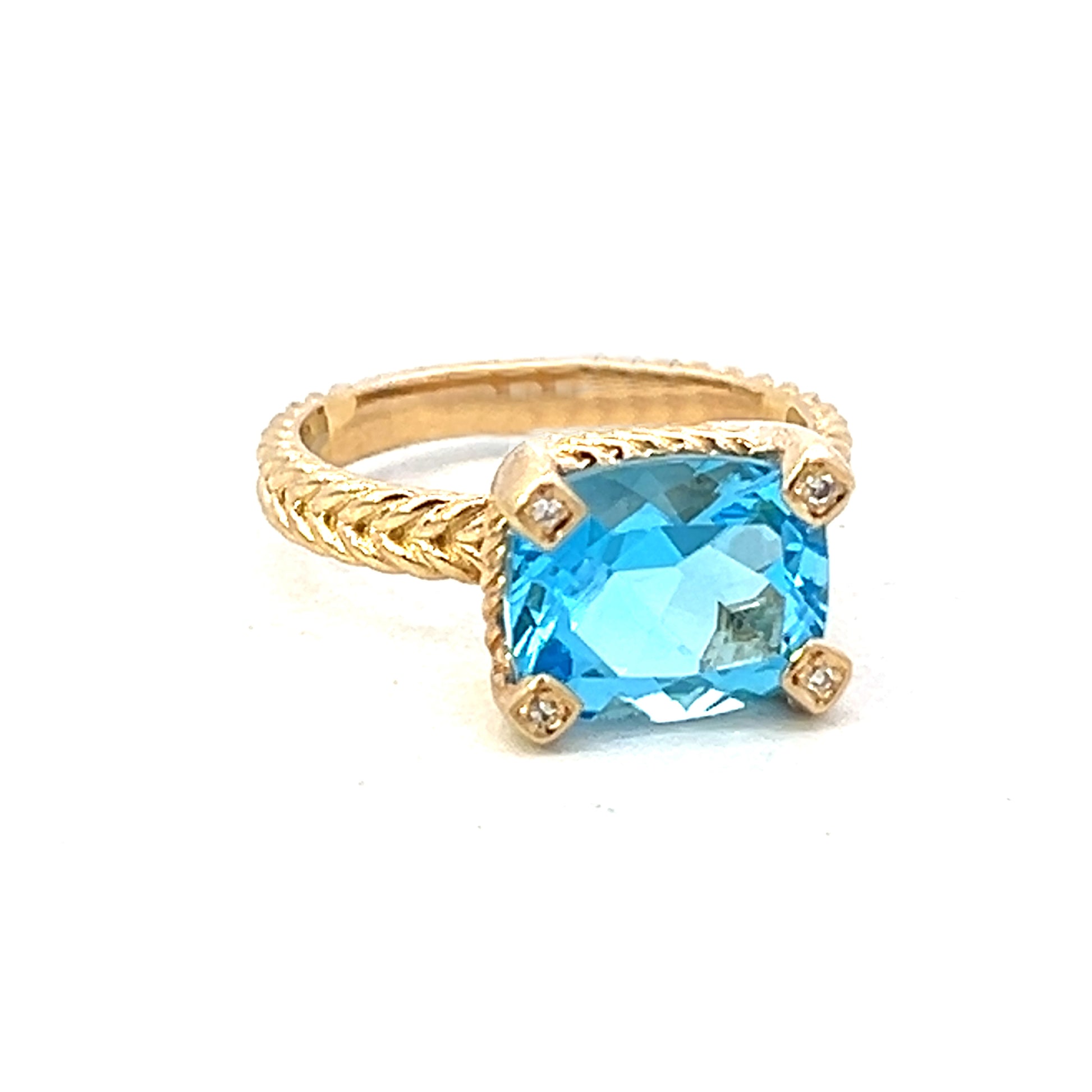 3.00cttw London Blue Topaz Engagement Ring |Blue And Gold Ring | Topaz Rings | 14K Gold Ring | Kleins Jewelry Houston 