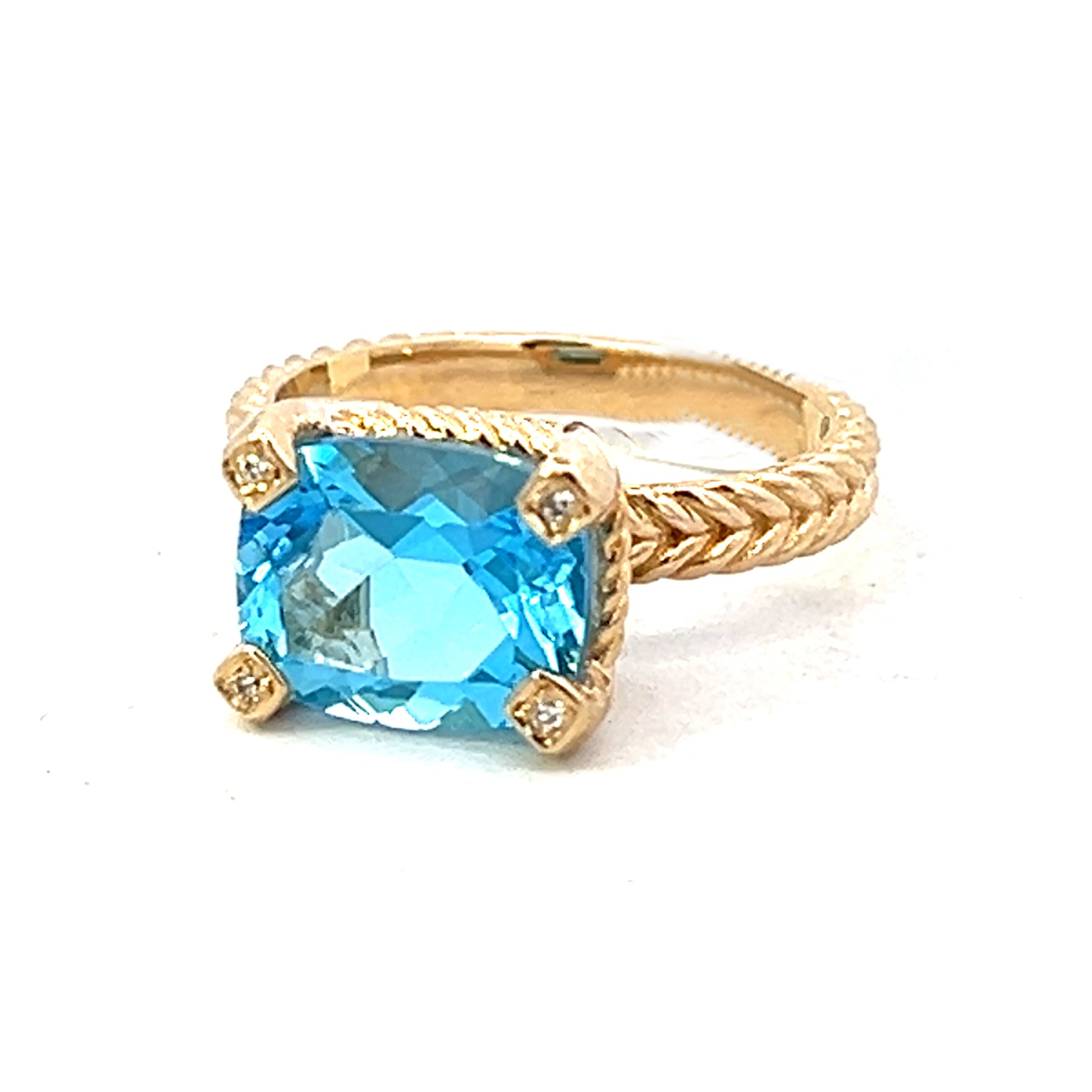 3.00cttw Blue And Gold Ring | Topaz Rings | 14K Gold Ring | Kleins Jewelry Houston | London Blue Topaz Engagement Ring