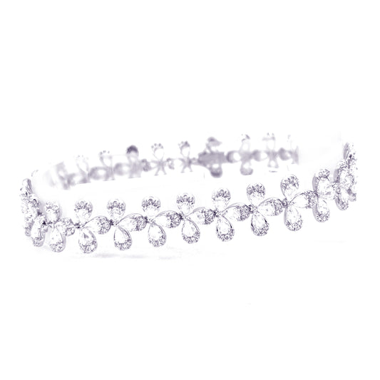 7.11cttw Floral Diamond Bracelet | Diamond Flower Tennis Bracelet