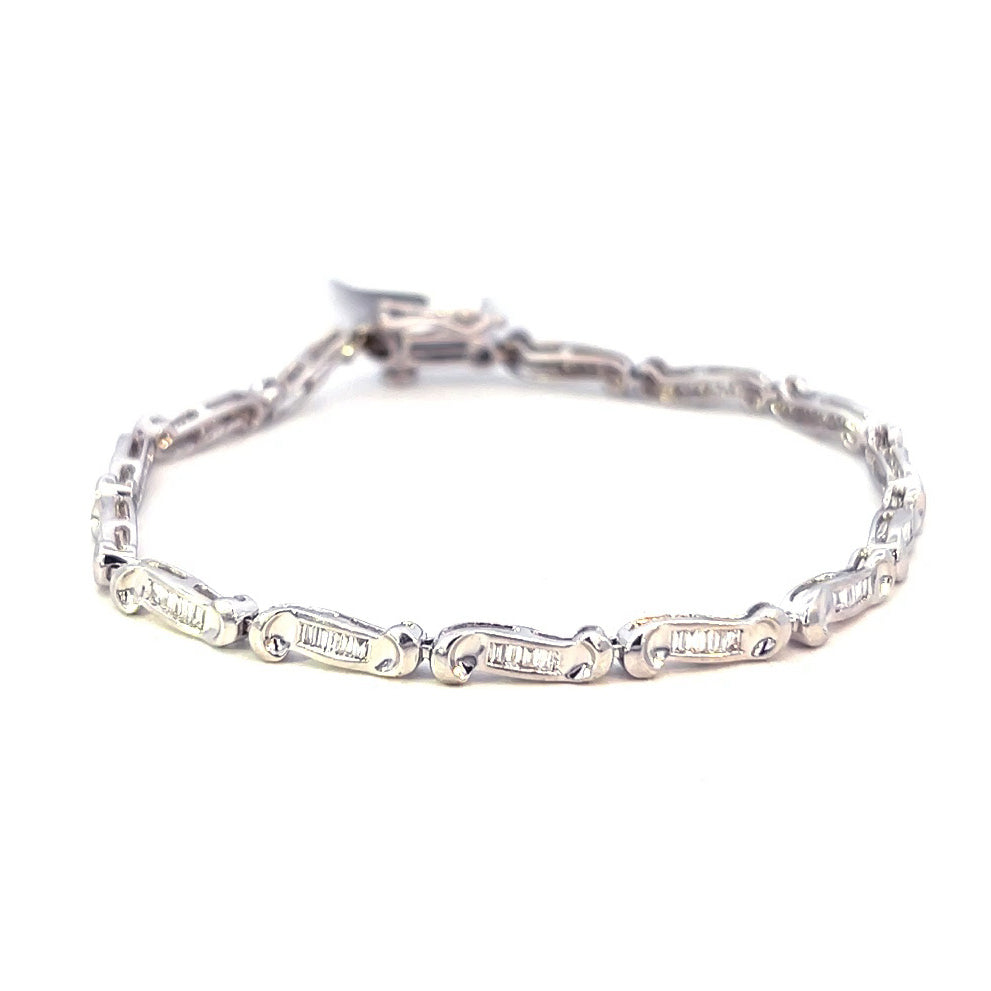 1.20cttw Diamond Tennis Bracelet | White Gold Tennis Bracelet | Baguette Tennis Bracelet | Kleins Jewelry Houston