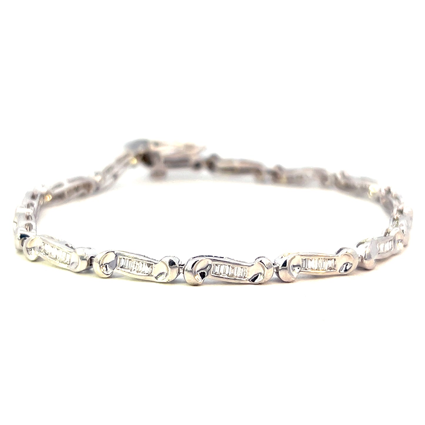 1.20cttw Diamond Tennis Bracelet | White Gold Tennis Bracelet | Baguette Tennis Bracelet | Kleins Jewelry Houston