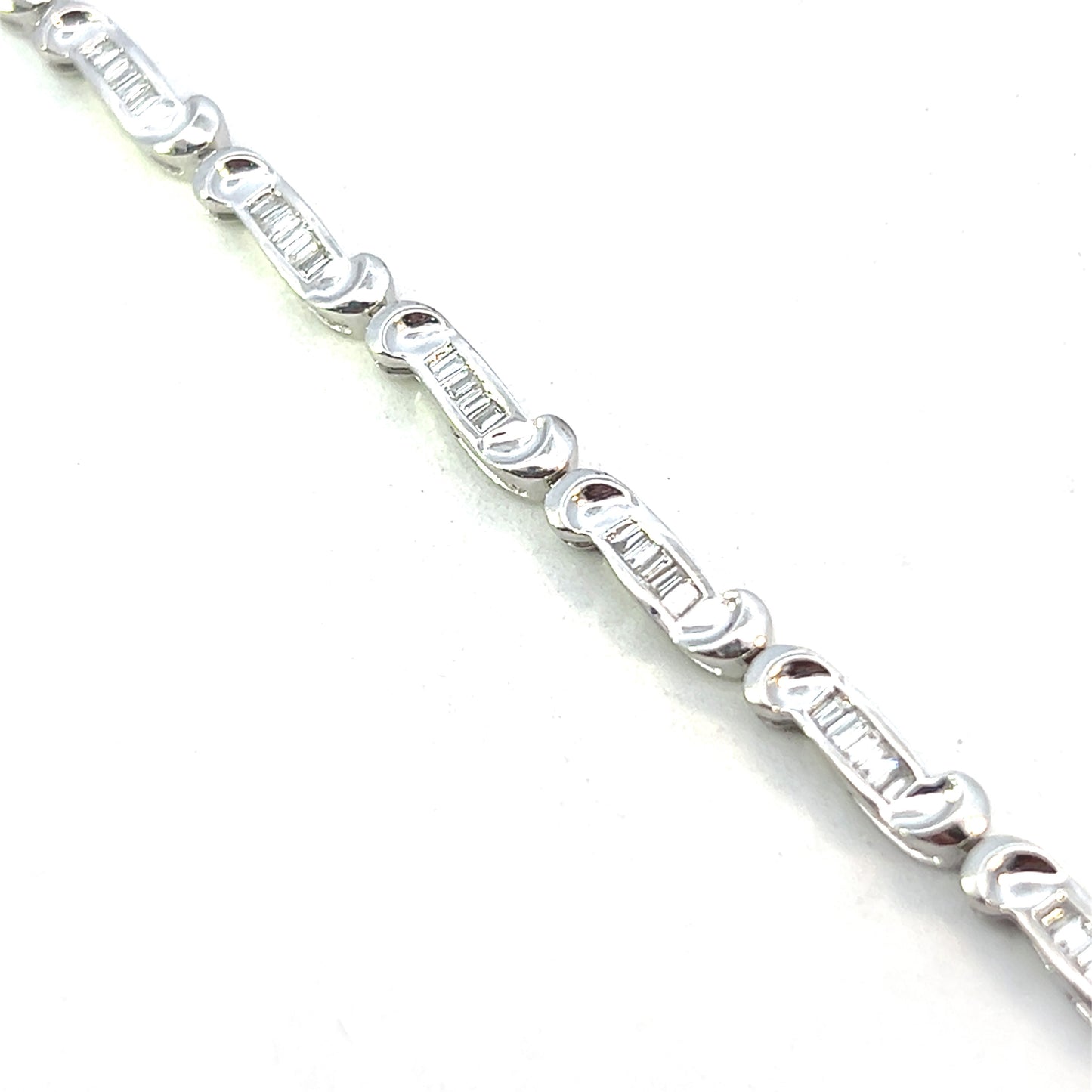 1.20cttw Diamond Tennis Bracelet | White Gold Tennis Bracelet | Baguette Tennis Bracelet | Kleins Jewelry Houston