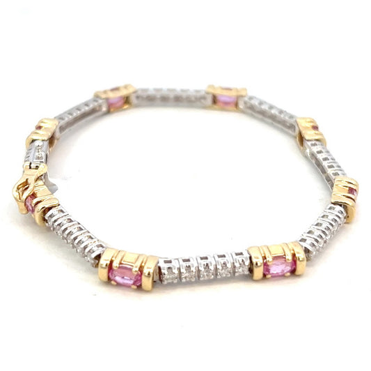 3.97cttw Pink Sapphire Tennis Bracelet | Sapphire Tennis Bracelet