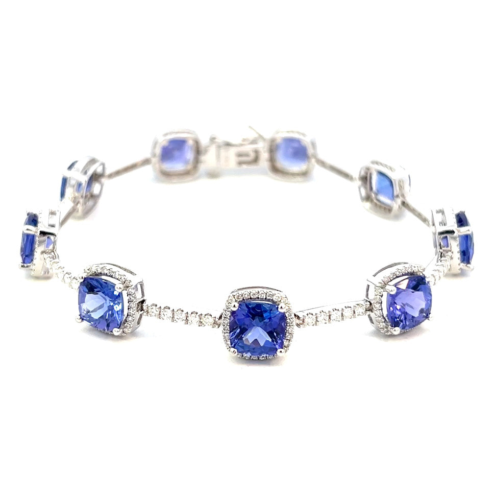 15.78cttw Tanzanite Bracelet | Tanzanite Diamond Bracelet | Diamond Bracelet Houston