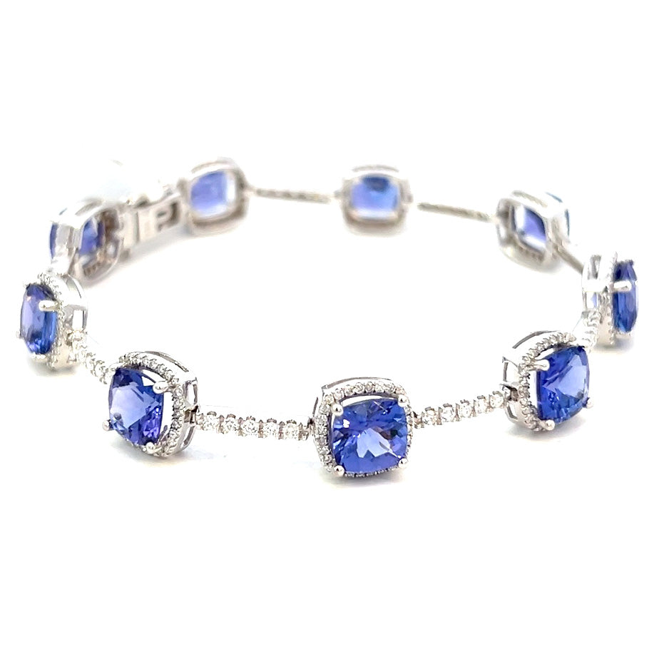 15.78cttw Tanzanite Bracelet | Tanzanite Diamond Bracelet | Diamond Bracelet Houston