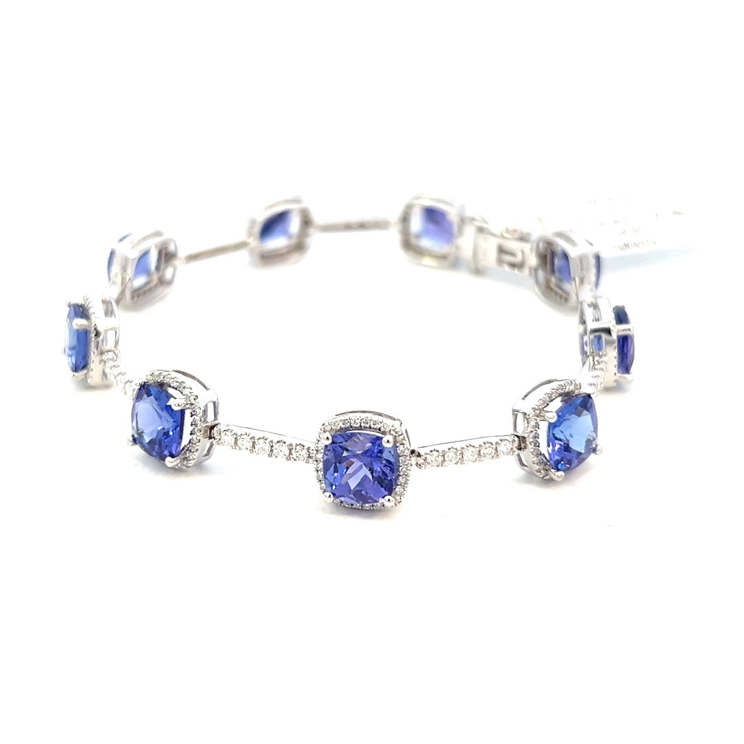 15.78cttw Tanzanite Bracelet | Tanzanite Diamond Bracelet | Diamond Bracelet Houston