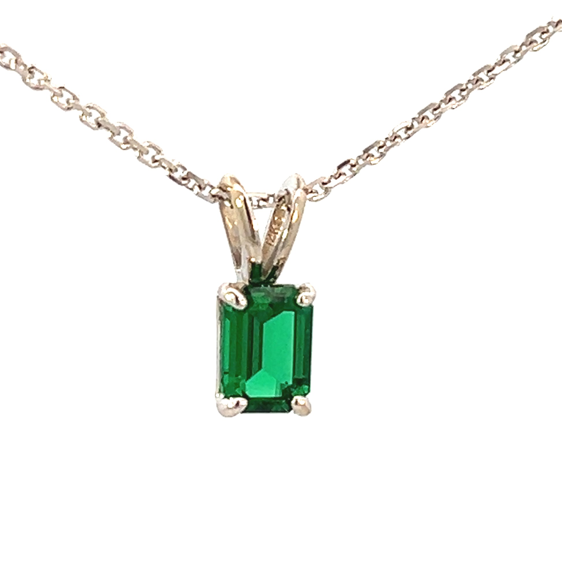  1.00cttw Lab Grown Emerald Necklace | Emerald Necklace Pendant