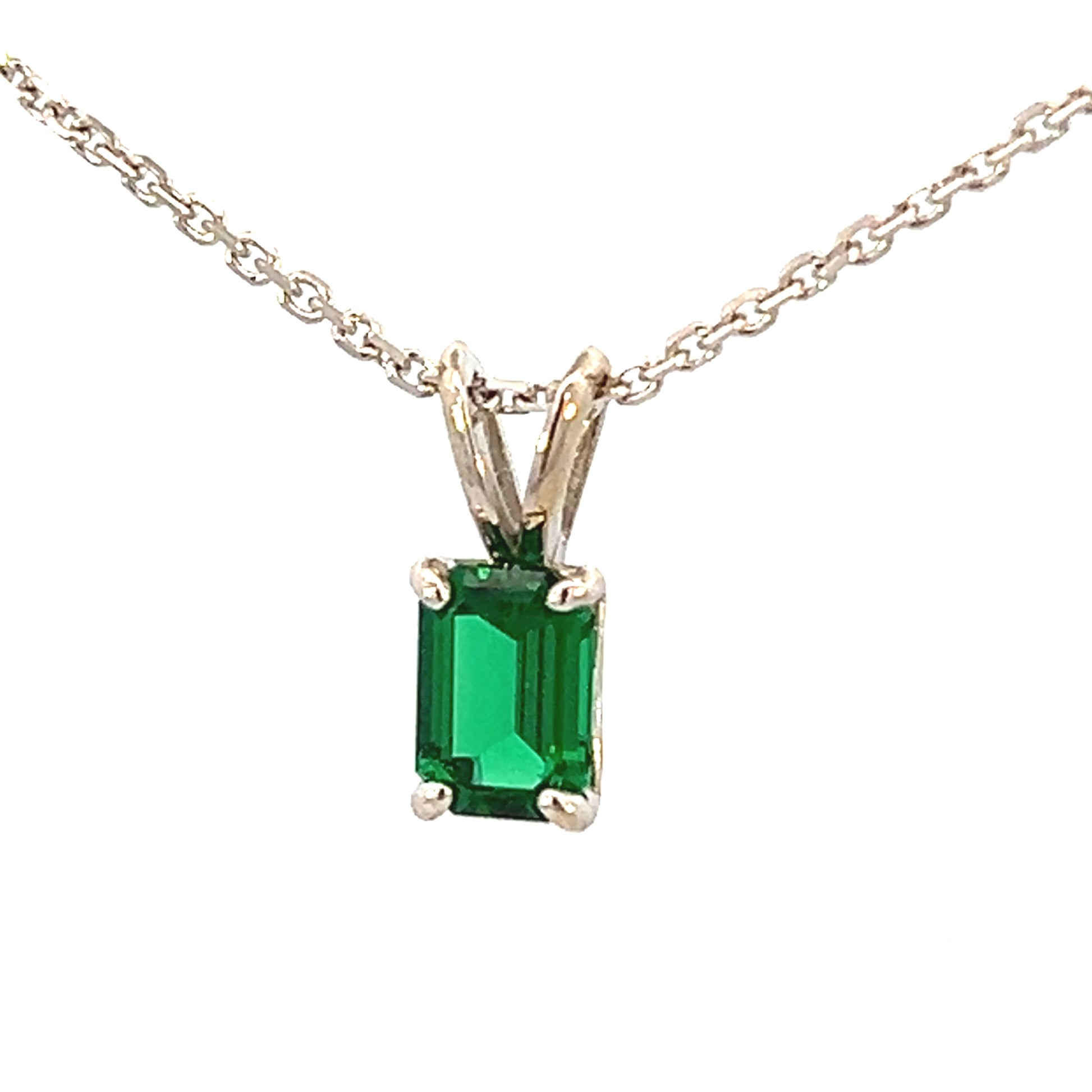  1.00cttw Lab Grown Emerald Necklace | Emerald Necklace Pendant