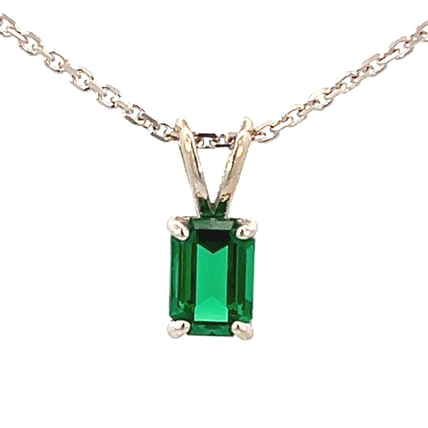  1.00cttw Lab Grown Emerald Necklace | Emerald Necklace Pendant