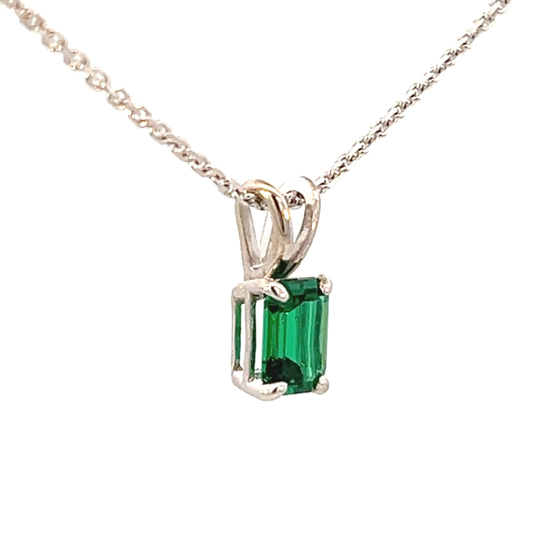  1.00cttw Lab Grown Emerald Necklace | Emerald Necklace Pendant