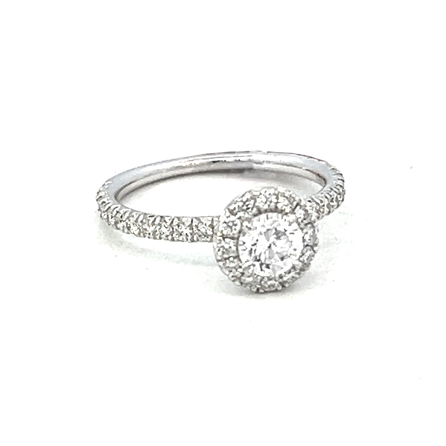 1.01cttw Natural Diamond Engagement Ring | 18k White Gold