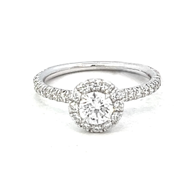 1.01cttw Natural Diamond Engagement Ring | 18k White Gold