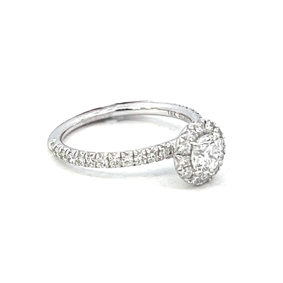 1.01cttw Natural Diamond Engagement Ring | 18k White Gold