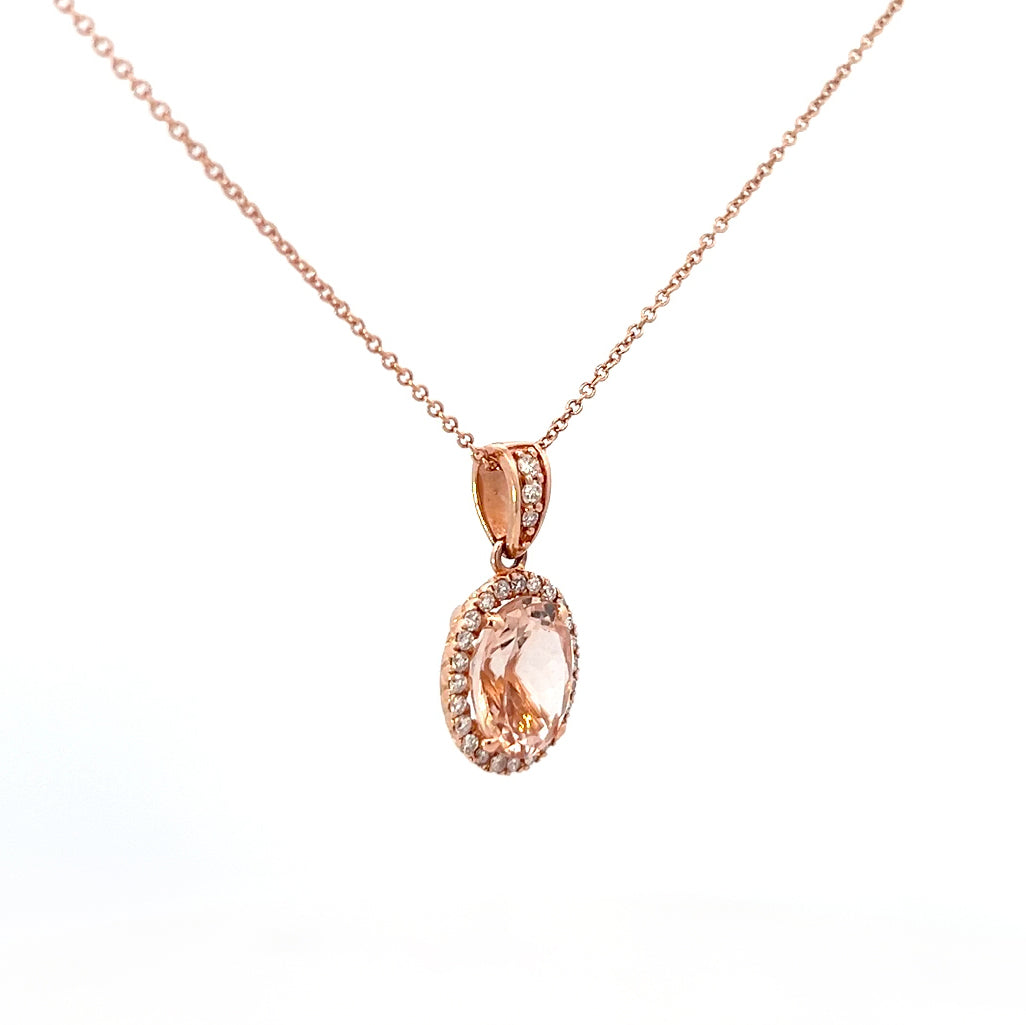 2.52cttw Rose Gold Morganite Necklace | Morganite Pendants | Morganite Pendant Necklace