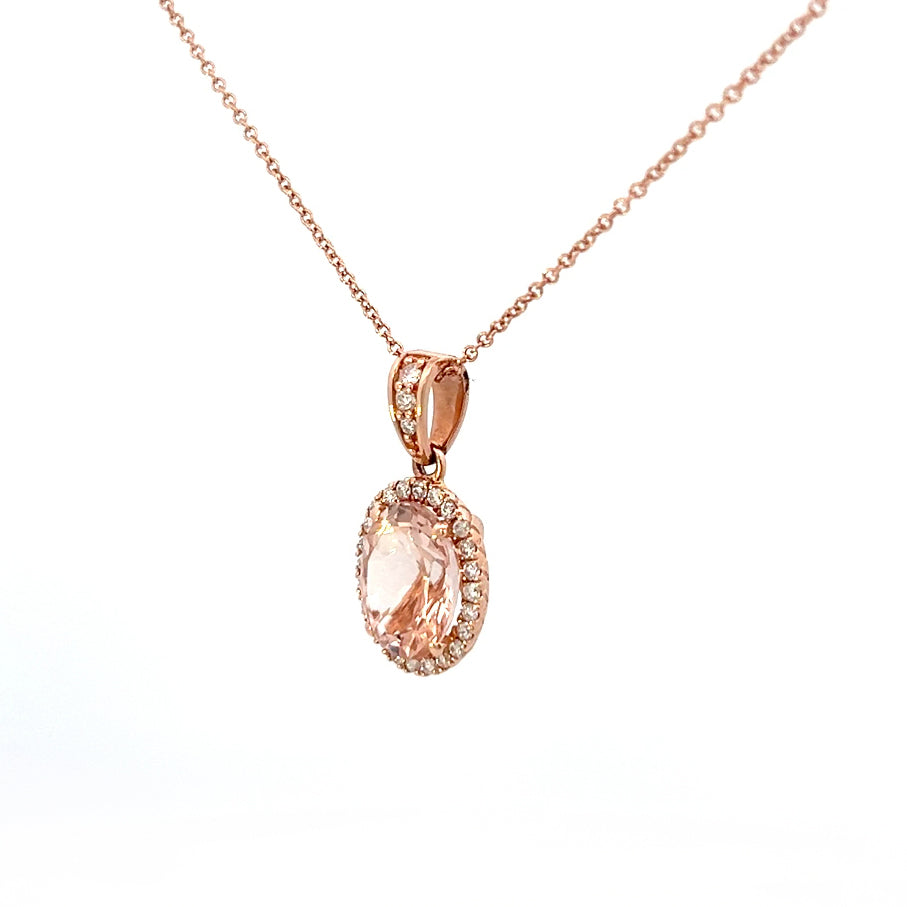 2.52cttw Rose Gold Morganite Necklace | Morganite Pendants | Morganite Pendant Necklace